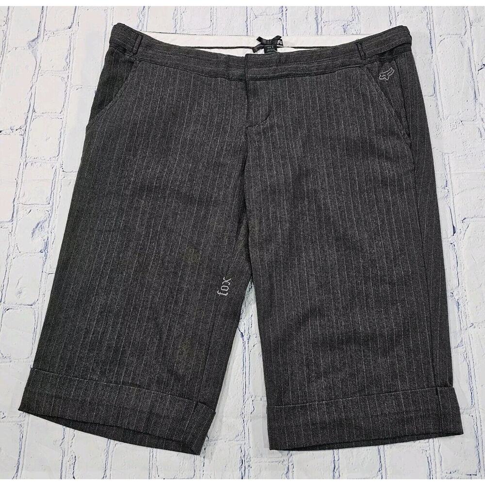 Fox Racing Long Walking Bermuda Shorts Charcoal Gray Pinstripes JUNIORS SIZE 9